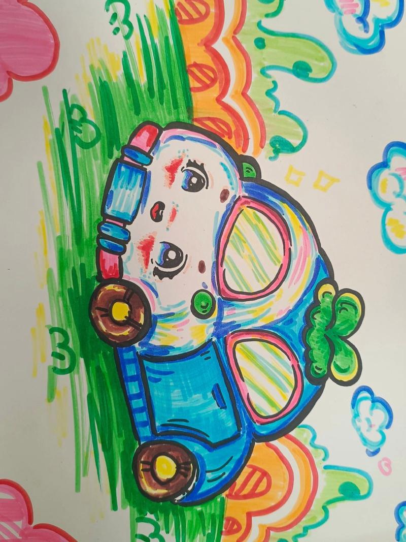 可爱的小汽车创意绘画